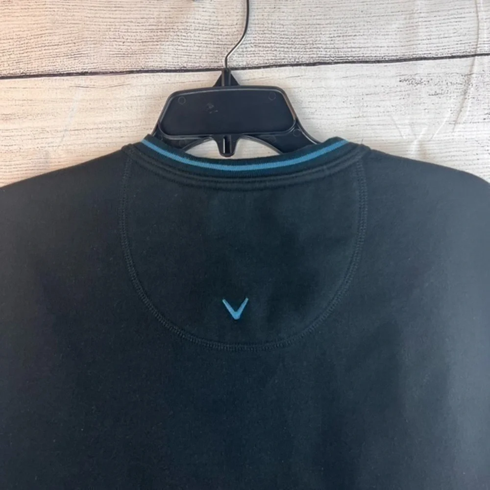 Callaway Golf Men's Medium Black‎ Sport Fleece Cotton Blend Vest Blue Trim